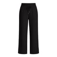 thumbnail image 4 of YODETEY Women's Drawstring High Waisted Sweatpants with Pockets,Womens Split Hem Wide Leg Sweatpants,Women’s Black,Size S-2XL, 4 of 9