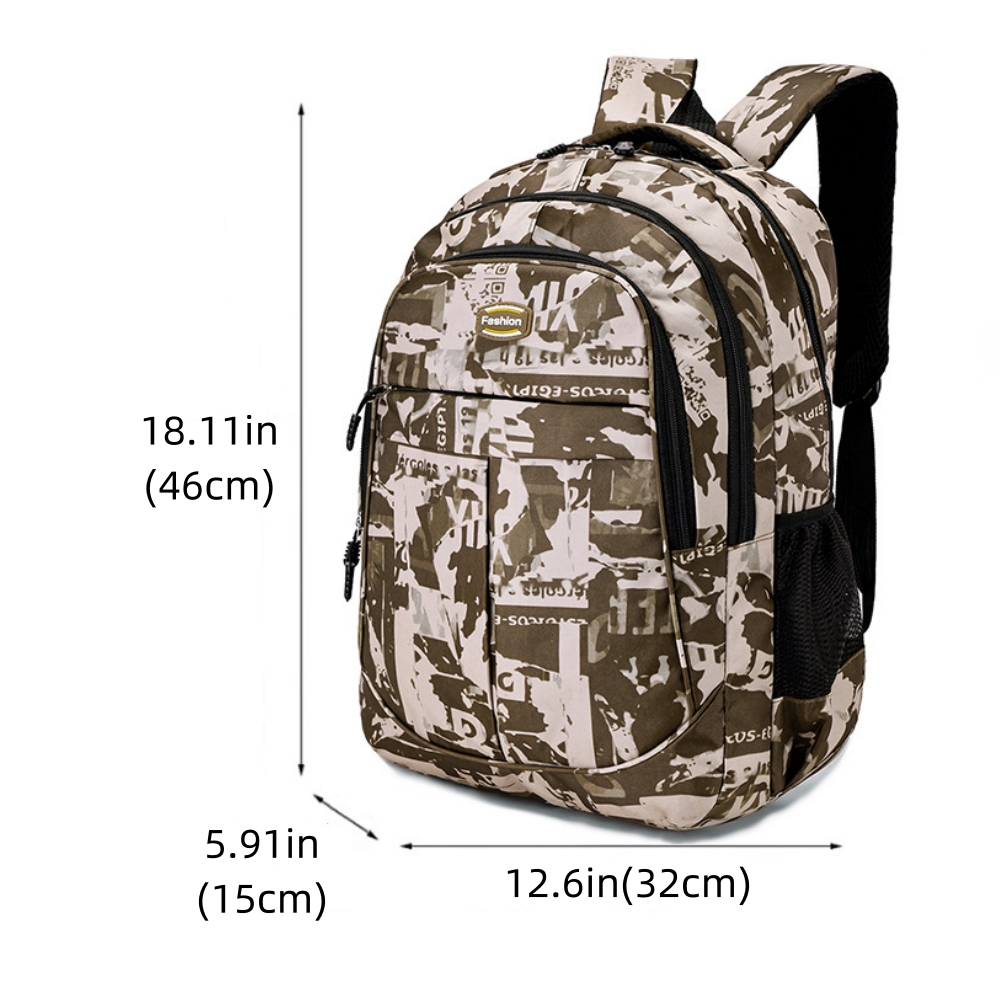 Mochila escolar para niños y niñas, camuflaje, con compartimento para laptop, múltiples bolsillos, para niños y adolescentes, amarilla 6