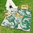 thumbnail image 6 of Elegant Green Floral Engraving Design Outdoor Picnic Blanket, Foldable Waterproof Beach Mat, Portable Beach Blanket for Beach Camping, Hiking, Family Concerts, 6 of 7