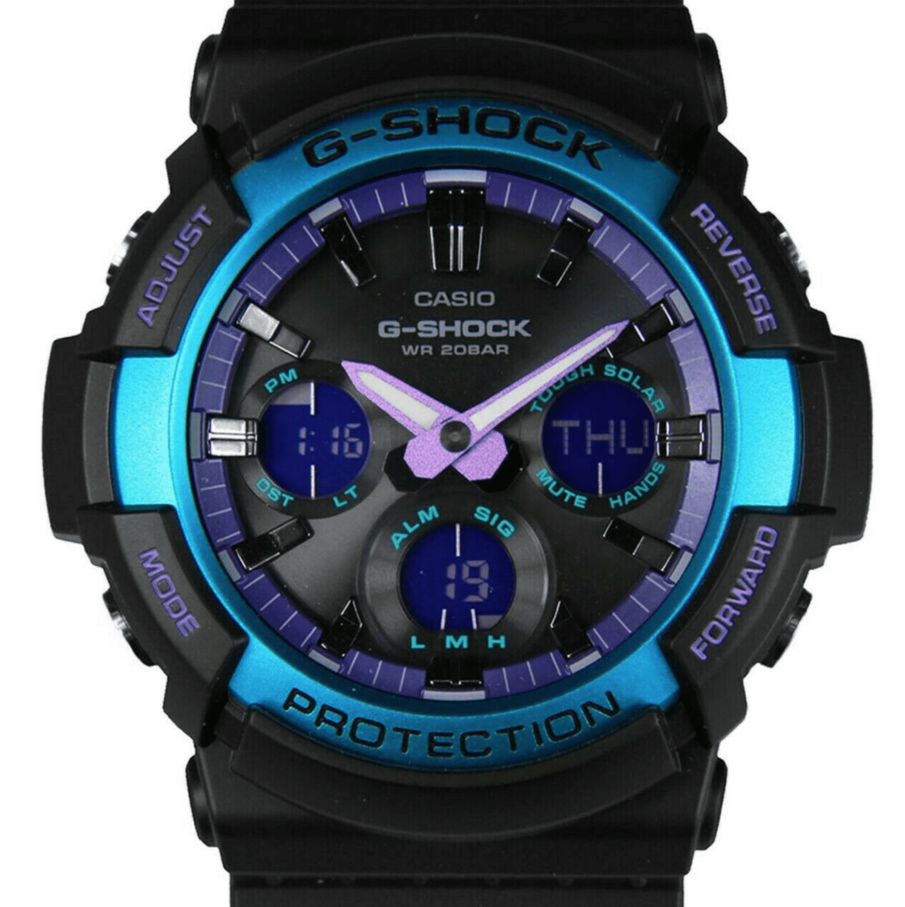 Casio GAS 100BL 1A G Shock Basic Black Neon Like Purple Highlights