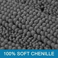thumbnail image 3 of 2 Piece Bathroom Set - Super Absorbent Chenille Striped Bath Mats - Non Skid, Machine Washable - Grey, 47 x 17 Plus 17 x 24 - Inches, 3 of 13