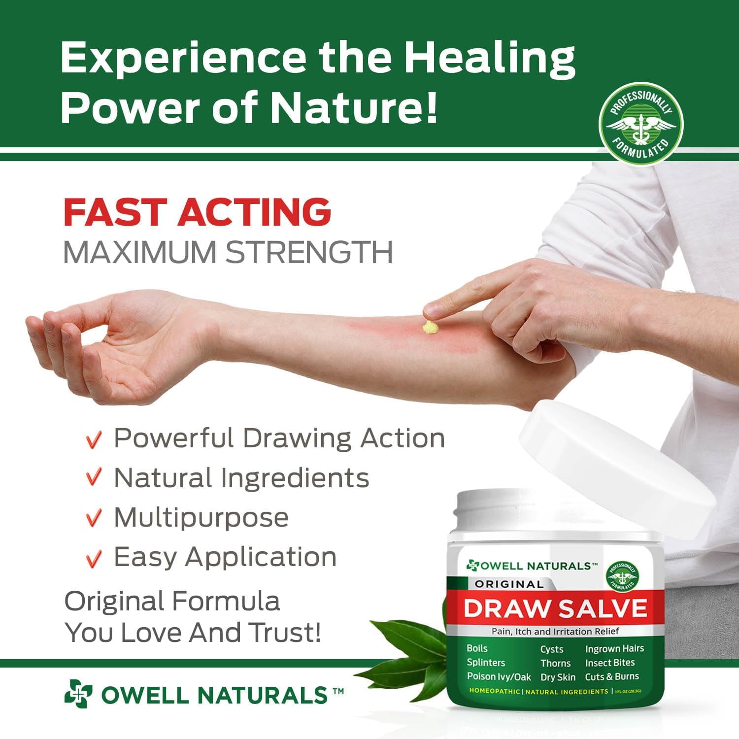 Owell Naturals Salve Drawing Ointment 1oz – Drawing Salve & First Aid Ointment for Burns, Ingrown Hair, Skin Irritations, Honey Lavender