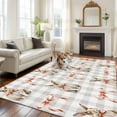 thumbnail image 2 of Large Area Rugs for Living Room Bedroom, Easter 5'x8' Rug Washable Carpet Runner Indoor Outdoor, Spring Pink Bow Bunny Grey White Checkered Non Slip Floor Mats Rug for Kitchen, Bathroom, 2 of 8
