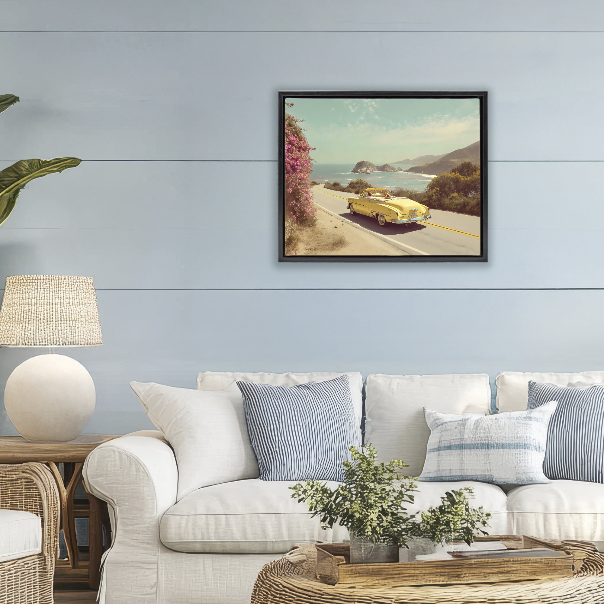 Stupell Industries Vintage Yellow Ride Black Framed Floater Canvas Wall Art, design by Franklyn Gregory