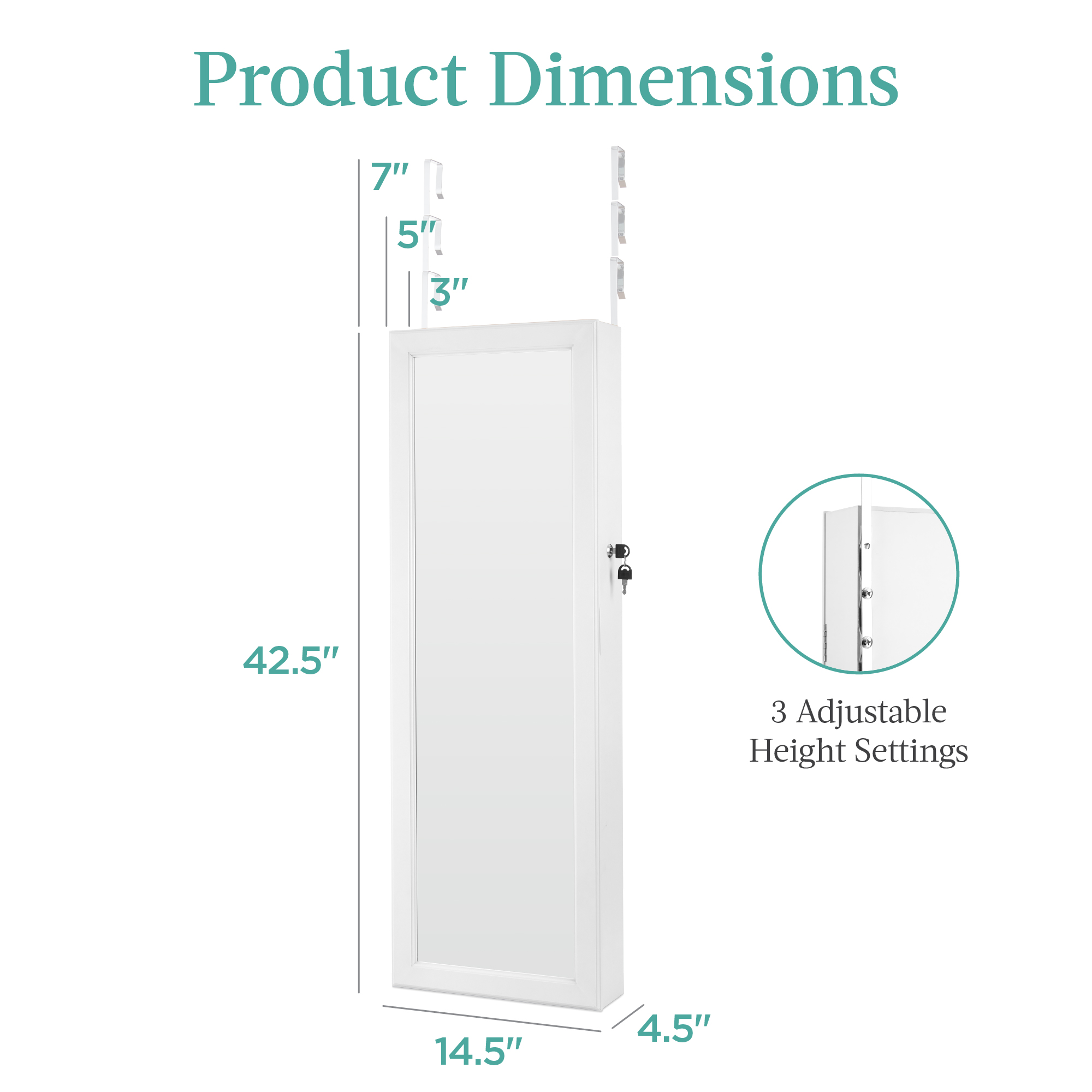 Best Choice Products LED Jewelry Armoire with Mirror, White photo 7