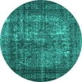 thumbnail image 1 of Ahgly Company Machine Washable Indoor Round Abstract Turquoise Blue Contemporary Area Rugs, 4' Round, 1 of 4