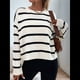 thumbnail image 4 of Suéter de Rayas con Hombros Caídos para Mujer, Suéter de Punto de Cuello Redondo Extragrande, Top Tipo Jersey. M, 4 of 8