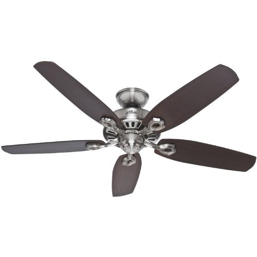 Hunter 53241 Builder Elite 52inch Brushed Nickel Ceiling Fan with Five Brazilian Cherry/Harvest