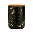 thumbnail image 1 of Azucarero de cerámica moderno con tapa de bambú, estante decorativo para condimentos, almacenamiento de alimentos Negro M, 1 of 9