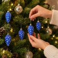 thumbnail image 5 of ZENVIVE Glittered Pinecone Christmas Ornaments, Set of 6 with Gold Caps and Hanging Loops, Festive Holiday Xmas Tree Party Home Indoor Display, Blue Glitter, 5 of 6