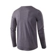 thumbnail image 2 of Seyurigaoka Men Solid Color T-shirt with Button Long Sleeve O-Neck Pullover, 2 of 5