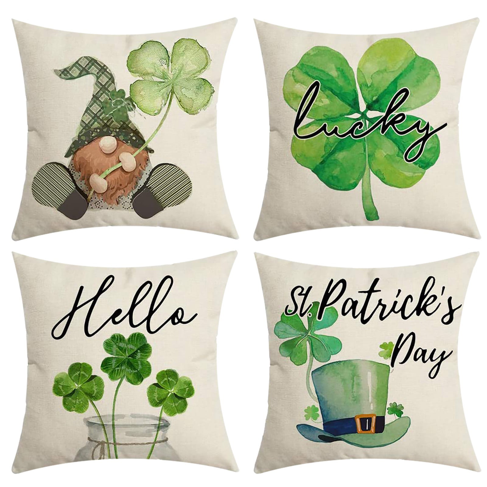 1-Clusters of Shamrocks/St Patrick's Day Standard Size Pillowcase New & Handmade 