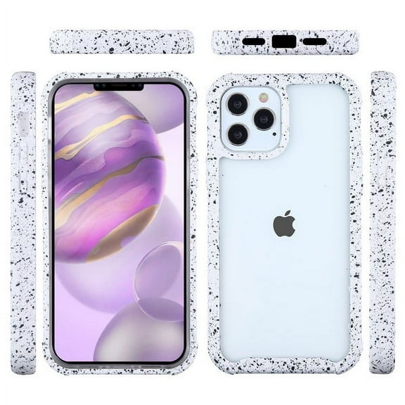 Apple iPhone 12 PRO MAX /6.7" Hybrid Cover with [TPU Cushion] Enhanced Hand-Grip Frame Shock-Absorbing Armor Rubber Bumper [Transparent Clear White] Phone Cover For iPhone 12 Pro Max