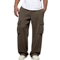 thumbnail image 2 of ADSSDQ Mens Lightweight Cargo Sweatpants Wide Leg Loose Fit Casual Joggers Sweat Cargo Sweatpant with Pockets Brown 2XL Sweatpants, 2 of 8