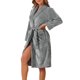 thumbnail image 4 of Bata de baño de franela para mujer INSPIRE CHIC, bata suave y esponjosa, bata larga de spa en gris, 4 of 5