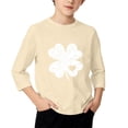 thumbnail image 3 of T-Shirt Fille Fête de la Saint-Patrick, Mignon T-Shirt Graphique à Manches 3/4 Col Rond avec Imprimé Irlandais, Hauts Décontractés Printemps Été pour Vacances, Fête d'Anniversaire et Usage Quotidien Beige 120, 3 of 5