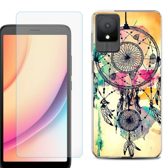 For TCL K11 Phone Case Cover, Shockproof Case with Tempered Glass Screen Protector, by OneToughShield - Dream Catcher Color