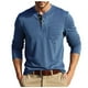 thumbnail image 2 of Blusas y camisas de manga larga y cuello redondo para hombre, casuales, de moda, de color liso, con botones y bolsillos, de manga larga y cuello redondo, de poliéster., 2 of 6