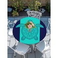 thumbnail image 6 of Teal Navy Blue Sea Turtle Round Fitted Tablecloth with Elastic Edge, Waterproof Table Cloth Table Cover for 36"-44" Tables, Summer Beach Coastal Modern Art Tablecloths for Dining Picnic Outdoor, 6 of 9