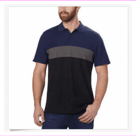 Calvin Klein Men's Pique Short Sleeves 2 Button Front Polo 2XL/Black Combo
