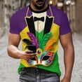thumbnail image 4 of Uootdi Womens Mardi Gras Festive Tops Crew Neck Funny Graphic Tuxedo Short Sleeve T Shirt Tropical Holiday Vacation Novelty Shirts Gift, 4 of 8