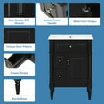 thumbnail image 6 of Euroco 24 Inch Bathroom Vanity with Sink, Black Freestanding Bathroom Cabinet with Flip Drawer, Adjustable Shelf, Solid Rubberwood Frame, MDF Panels & Metal Handles, 6 of 9