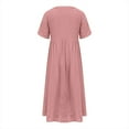 thumbnail image 5 of Vestido largo boho de manga corta con cuello en V y bolsillos para mujer: vestido de playa de poliéster con estampado floral para el verano, 5 of 5