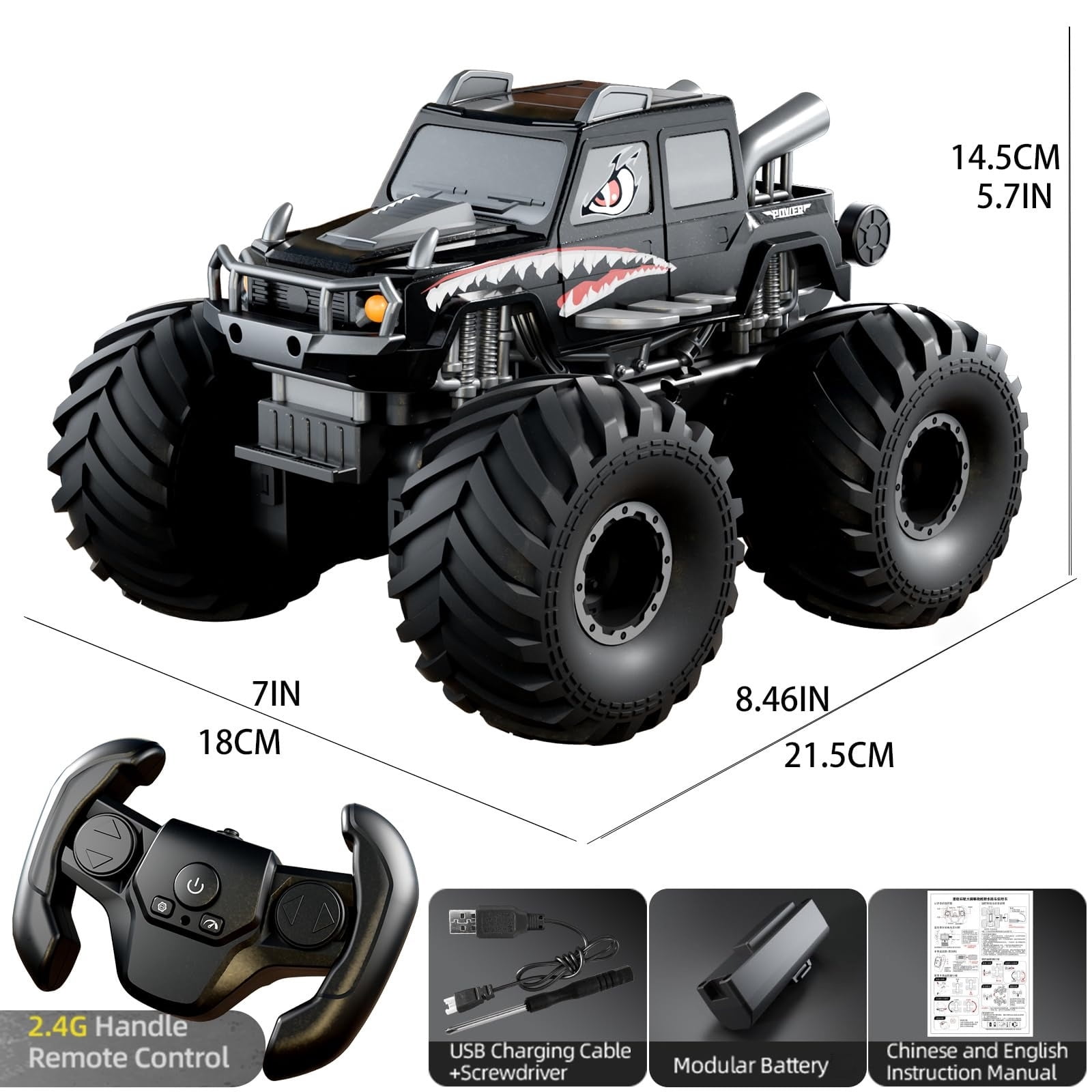 Monster Truck Toys, Waterproof 360°Rotate 4x4 RC Truck, Amphibious Remote Control Monster Trucks, 2.4GHz All Terrain Off-Road Pickup Toy RC Car