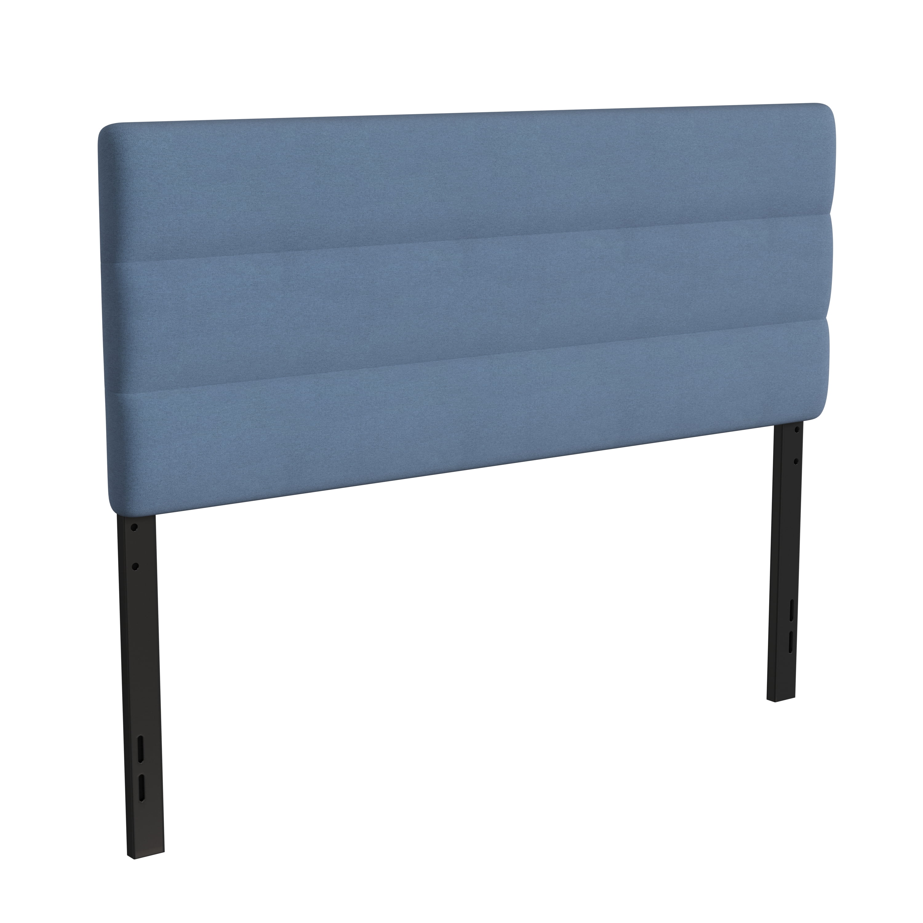 Merrick Lane Queen Headboard with Blue Tufted Fabric Upholstery and Powder Coated Metal Frame