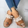 thumbnail image 3 of Women Flat Sandals,Sweet Cute Pearls Pineapple Sandals Clip Toe Flip Flops Boho Casual Flat Slippers Beach Shoes, 3 of 7