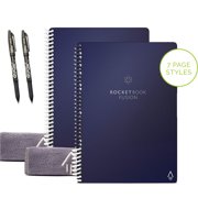 Rocketbook Fusion Executive 2-Pack Smart Reusable Notebook with 2 Pens and 2 Microfiber Cloths, 6" X 8.8", Dark Blue