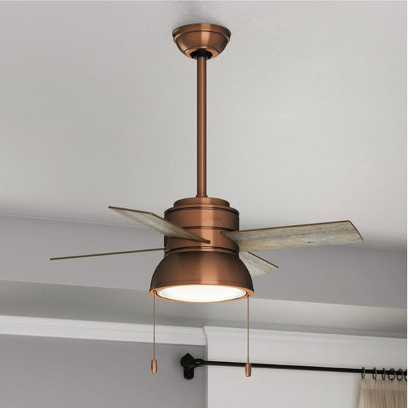Hunter - Loki Indoor Ceiling Fan With Light, 36-inch, Weathered Copper, Casual-style, 3-speed WhisperWind Motor, 51042, for Living Rooms, Bedrooms