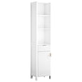 thumbnail image 3 of Ktaxon Fluted Bathroom Storage Cabinet Narrow Tall, Freestanding Cabinet Storage Tower with Grille Single Door and One Drawer, White, 3 of 10