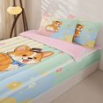 thumbnail image 3 of Manfei Kawaii Bowknot Dog Zipper Full Size Comforter Sets with Fitted Sheet and 2 Pillowcases, Cute Flower Corgi Zipper Bedding Set, Pink Cream, Pink Reversible, 4pcs, 3 of 7
