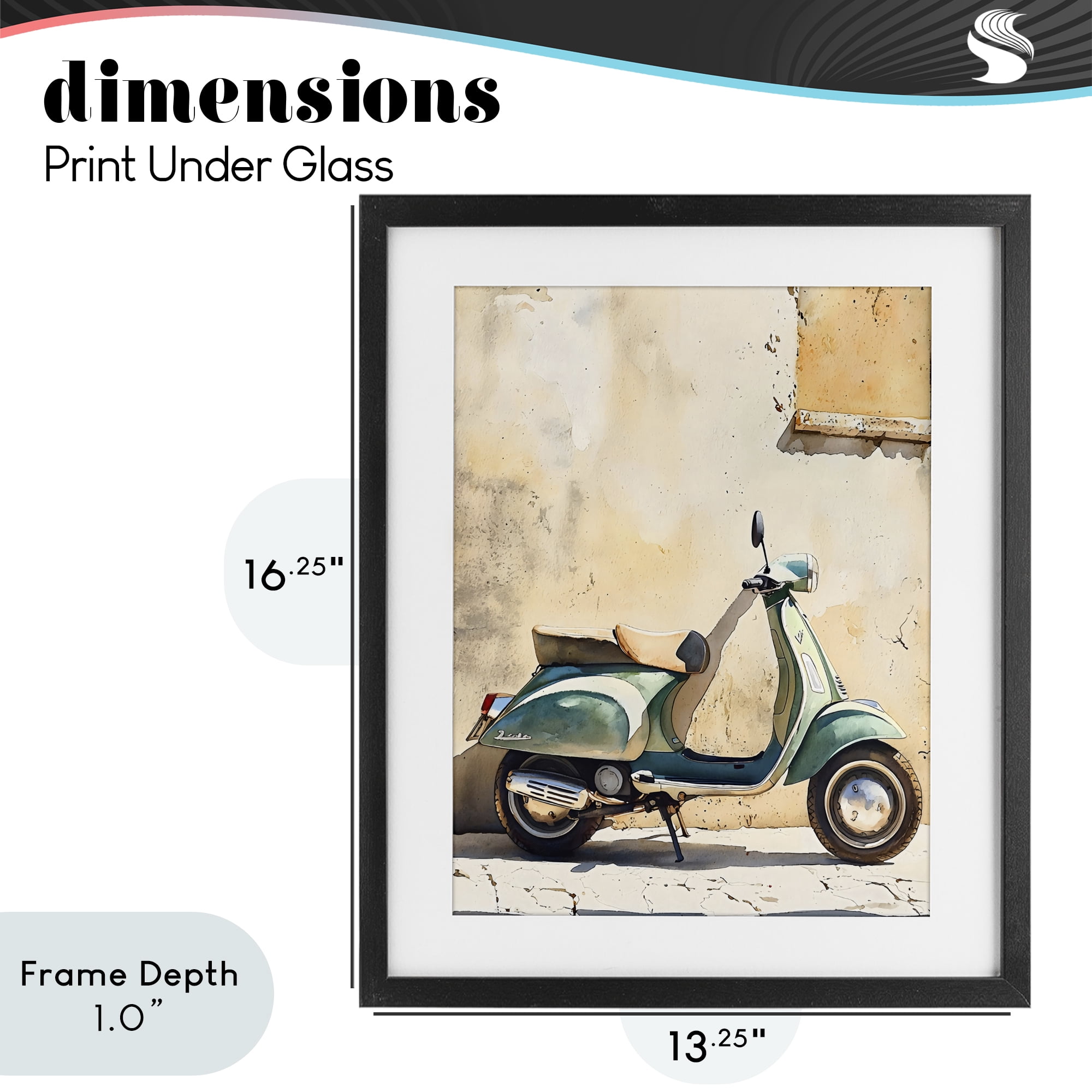 Stupell Industries Vintage Scooter on Italian Street Black Framed Print Under Glass, design by LSR Design Studio