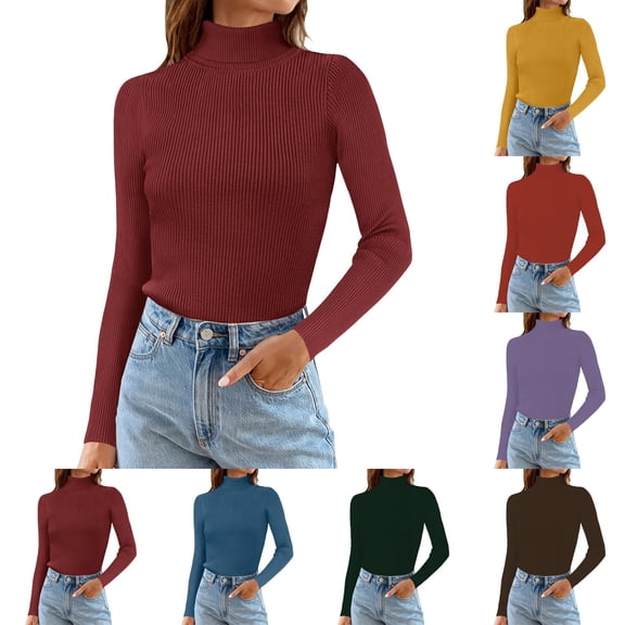 Nooxsoe Women's Long Sleeved Bottom Tops Layering Top Tight Fitting Casual Base Layer Thermal Top Workout Shirts for Women Inside Top Women’s Tops Purple One Size
