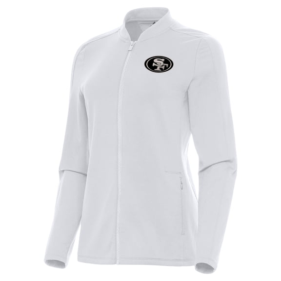 Women's Antigua White San Francisco 49ers Continual Full-Zip Jacket