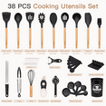 thumbnail image 3 of Astercook Silicone Cooking Utensils Set, 38 PCS Kitchen Utensils Set for 446°F Heat Resistant, Food Grade Utensil Sets with Wooden Handle, Kitchen Gadgets for Nonstick Cookware BPA Free (Black), 3 of 9