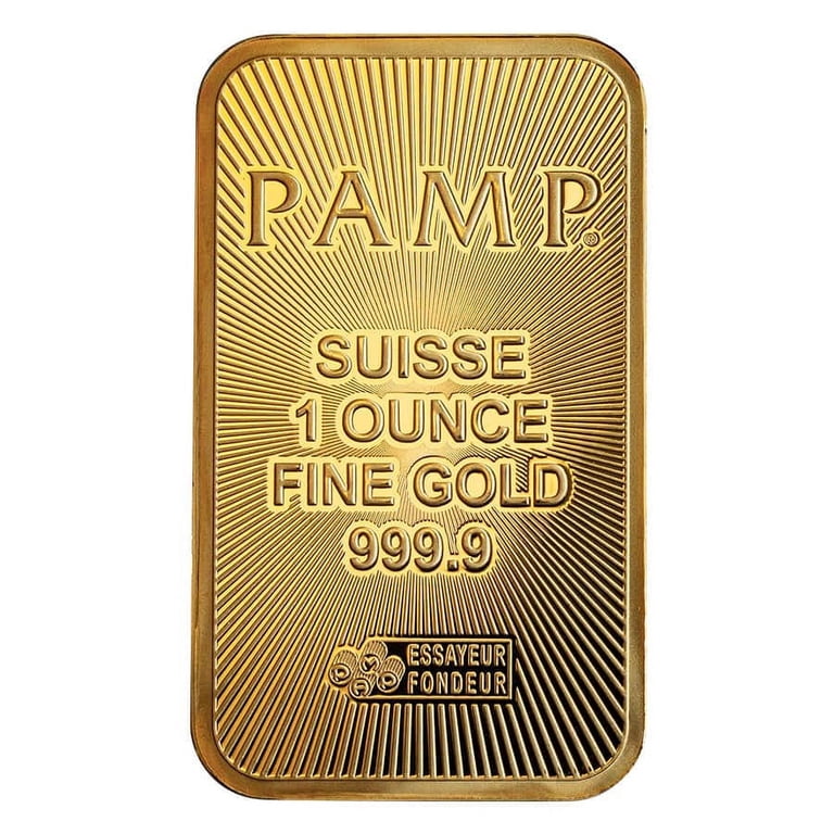 Bullion New Design 1 oz PAMP Suisse Golden Gold Bar .9999