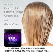 Botanic Hearth Purple Hair Mask for Silver and Blonde Hair – 8 oz – Toning Hair Treatment with Coconut Oil, Bitter Orange, Green Tea & Aloe Vera – Made in USA – Hydrating & Nourishing Mask for Color-