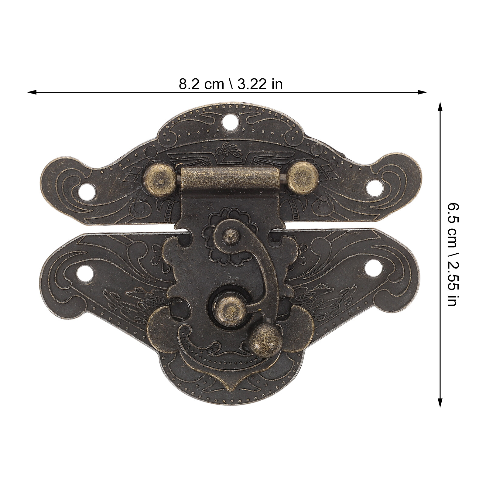 3pcs Right Latch Hook Wooden Box Hasp Lock Swing Arm Latch Retro Buckle