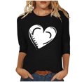 thumbnail image 2 of Ailaofu T-Shirts de la Saint-Valentin à Manches 3/4 Col Rond pour Femmes avec Imprimé Cœur Graphique, 2 of 5
