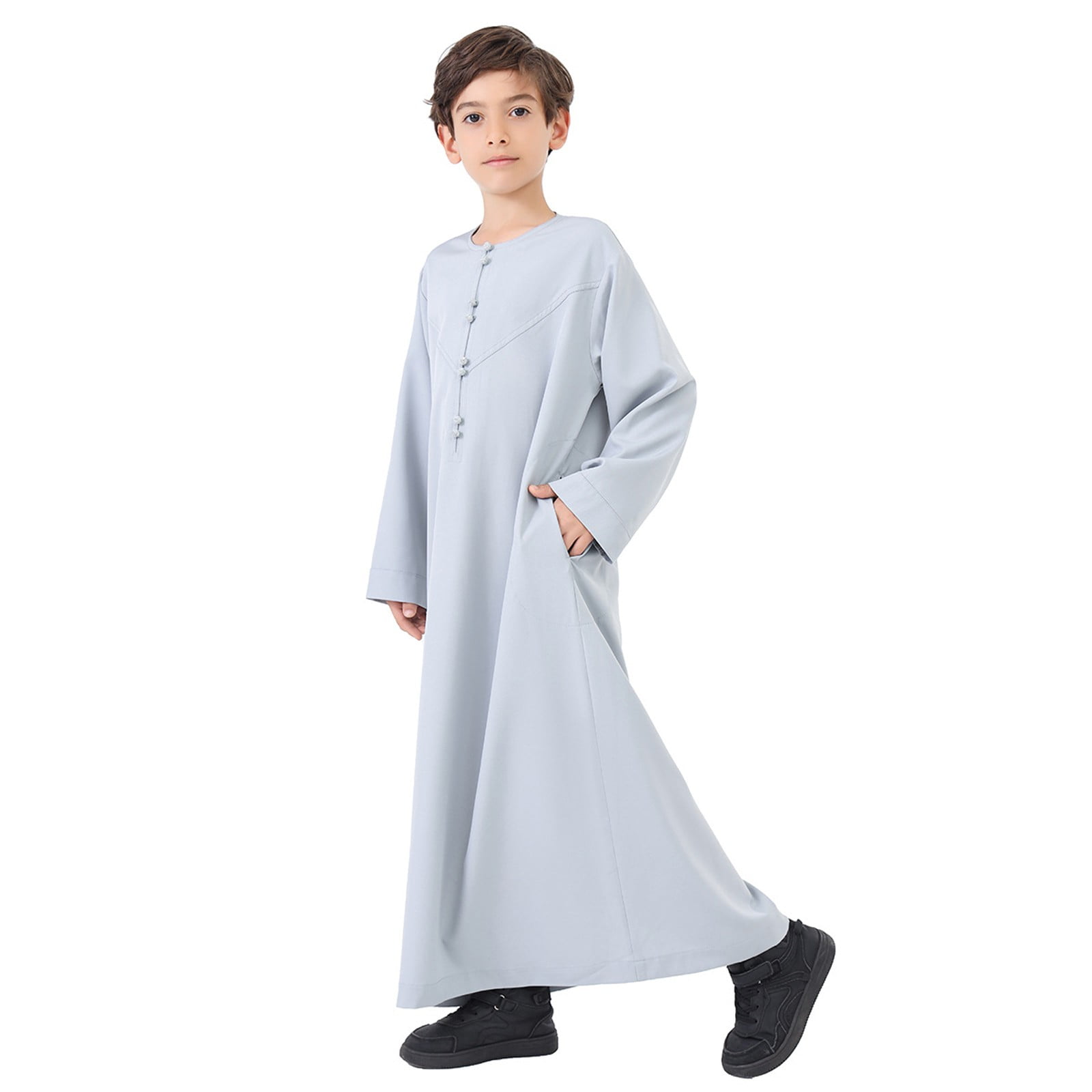 Little Kid Arabic Thobe Thobe Long Sleeve Kaftan Crew Robe National Teenage Boys Long Sleeve Embroidered Robe Set Arab Children's Wear under Shirts for Boy Boys Tee Shirts Large N 7-8 Years Yellow