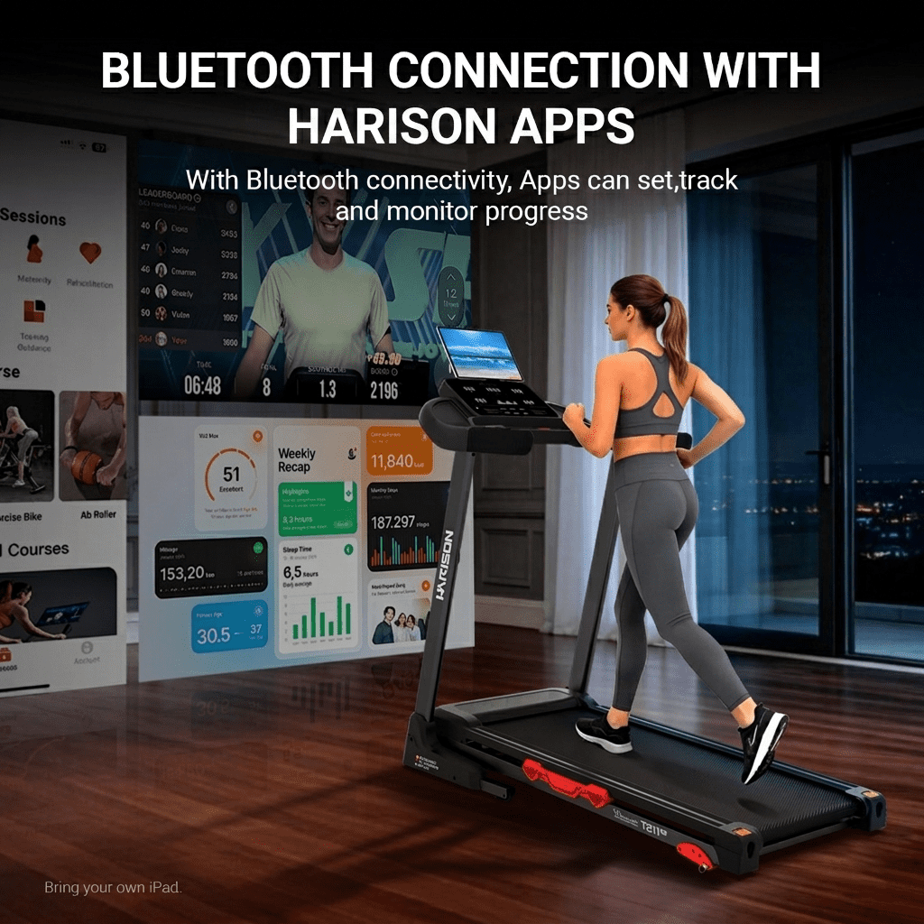HARISON Folding Treadmill with Incline, Heavy-Duty Treadmills 320lb Capacity, Running Machine for Home with HARISON Bluetooth & Adjustable Tablet Stand, 90% Pre-assembled, 64 Preset Program