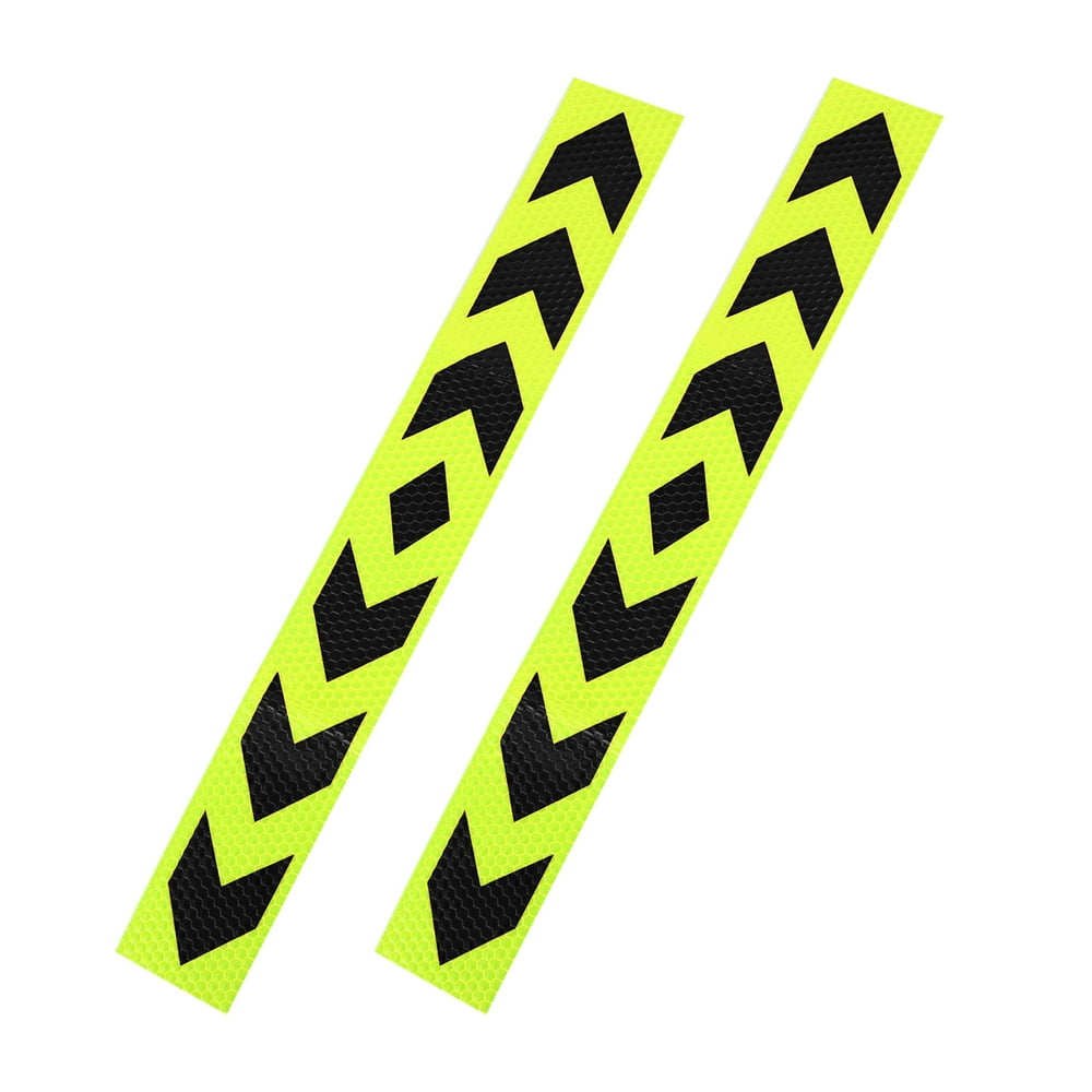 2pcs Reflective Hazard Warning Tape Sticker Strips for Car Truck Yellow