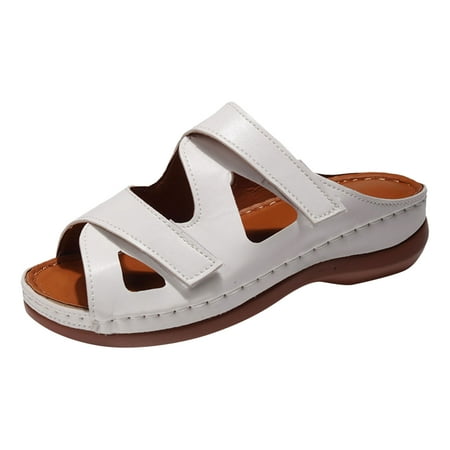 Fashion Summer Women Slippers Size 13 Womens Sandals Thick Soles Open Toe Clear Sandals for Women with Heels Breathable and Lightweight Slip on Comfortable Solid Color Roman Style Beach Shoes
