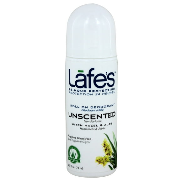 Lafe's - 24-Hour Protection Roll On Deodorant Unscented with Witch Hazel & Aloe - 2.5 fl. oz.