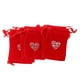 thumbnail image 4 of Paquete de 10 bolsitas navideñas de terciopelo con cordón ajustable en forma de corazón para joyería, dulces y regalos de boda. Rojo brillante, 4 of 6