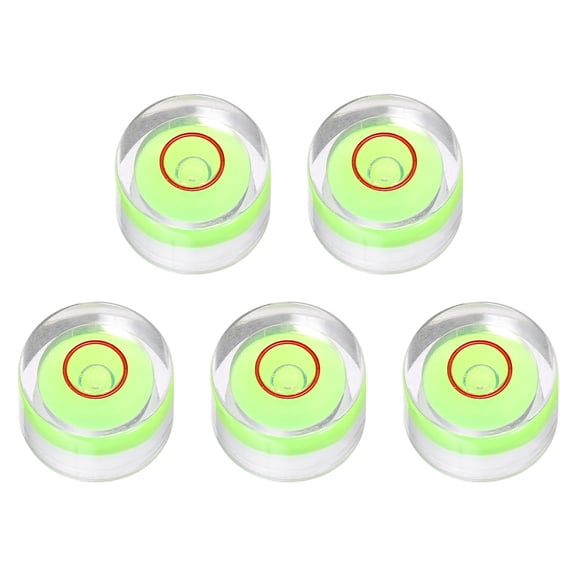 Uxcell 5pcs Round Bubble Level 12x7mm - Mini Circular Bullseye Spirit Levels Measuring Layout Tools for Leveling Camera/Tripod/Telescope/Workshop/Turntable/Pictures Frame, Green