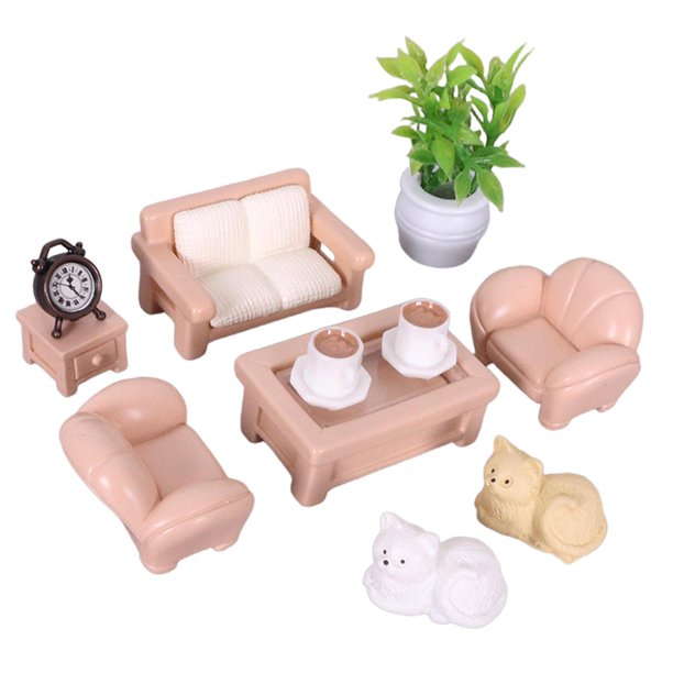 Juego de Muebles en Miniatura para Casa de Muñecas, Juguete de Simulación, Accesorios de Escena, Sofá en Miniatura, Mesa de Té, Juguetes, Manualidades 11 piezas